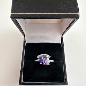 Bomb Party Moments of Me Ring RBP8245 Dark Amethyst & Purple CZ Rhodium Plating
